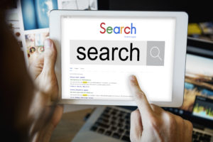 Understanding SEO a search page from a search engine on a tablet